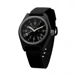 34 mm schwarze Universal-Quarz-Datum (GPQ) Uhr mit ballistischem Nylonband
