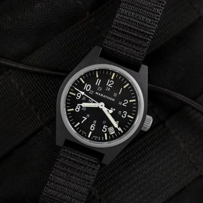 34mm schwarze Universal-Quarz-Datum (GPQ) Nylon DEFSTAN-Uhr
