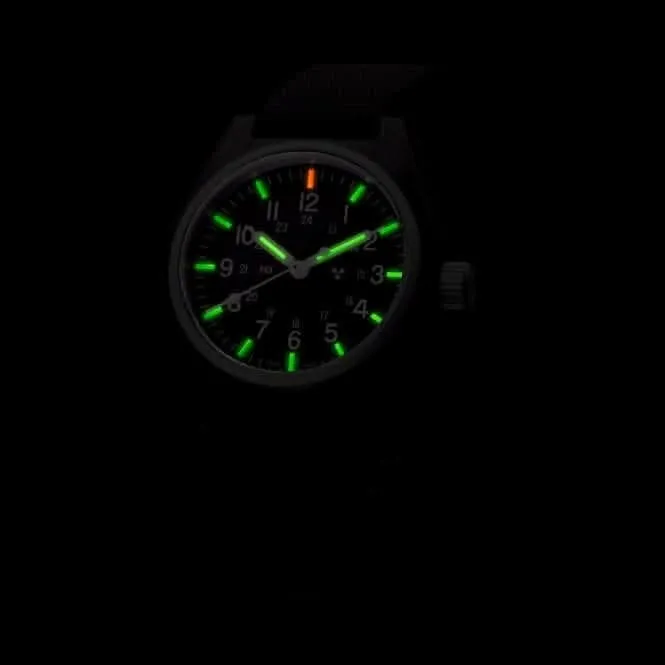 34mm schwarze Universal-Quarz (GPQ) Uhr aus ballistischem Nylon