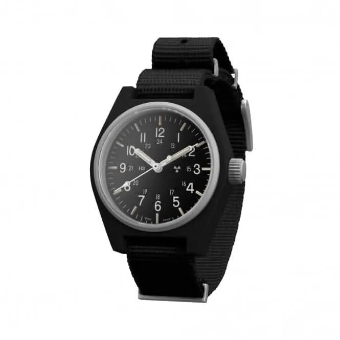 34mm schwarze Universal-Quarz (GPQ) Nylon DEFSTAN Armbanduhr