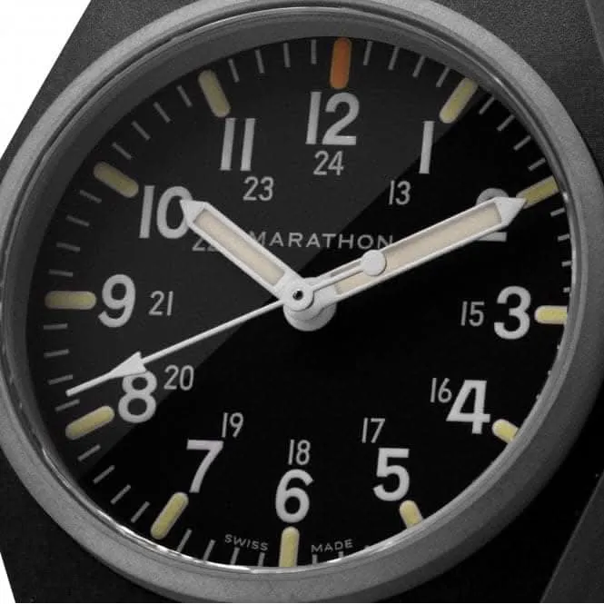 34mm schwarze Universal-Quarzuhr MaraGlo (GPQ) Nylon DEFSTAN