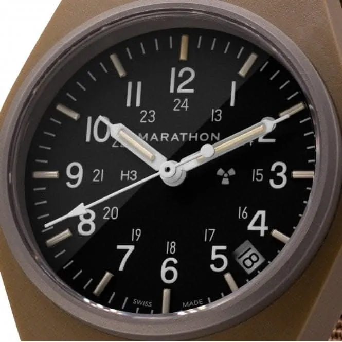 34mm Wüstentan Universal-Quarzuhren mit Datumsanzeige (GPQ) Ballistisches Nylon-Armband