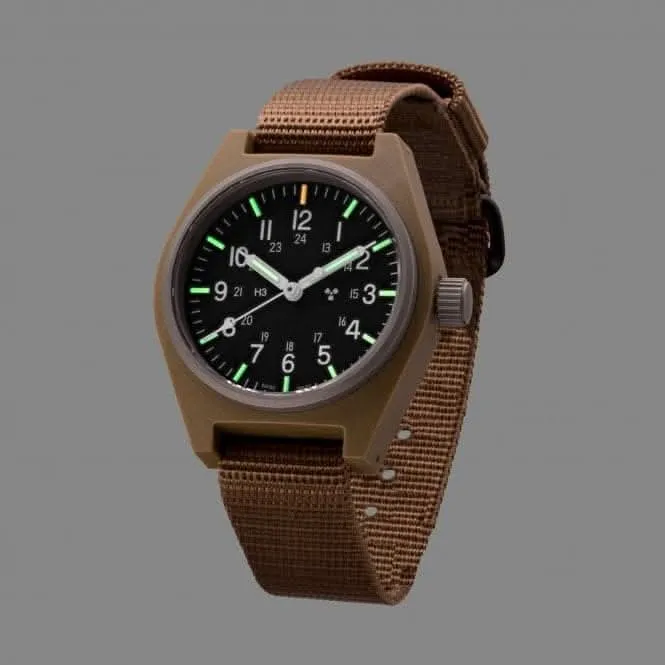 34mm Wüstentan Universal-Quarz (GPQ) Uhr aus ballistischem Nylon