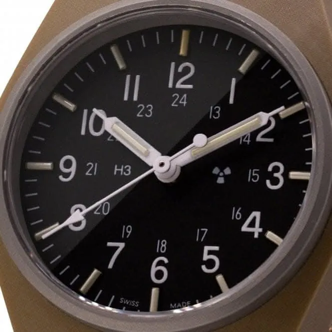 34mm Wüstentan Universal-Quarz (GPQ) Uhr aus ballistischem Nylon