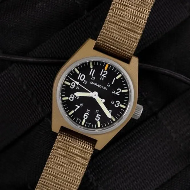 34mm Wüstentan Universal-Quarz MaraGlo (GPQ) Ballistisches Nylon-Armbanduhr