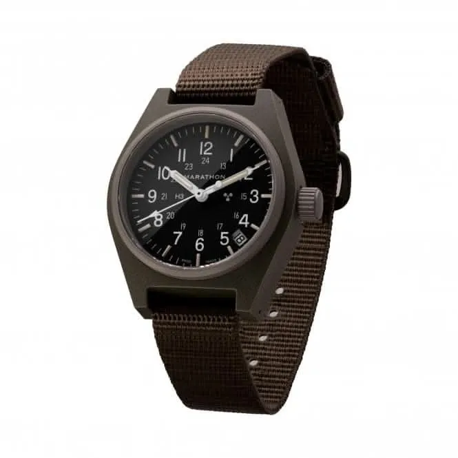 34 mm Salbeigrüne Universal-Quarz-Datum (GPQ) Ballistisches Nylon-Armbanduhr