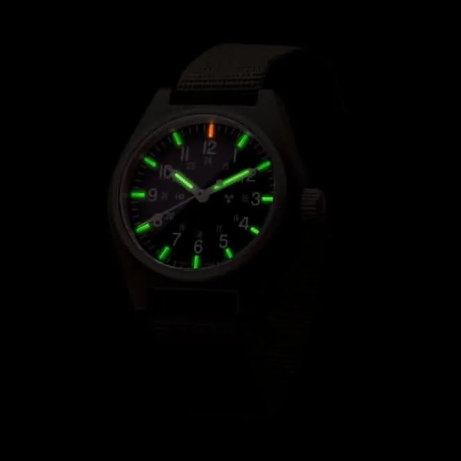 34mm Salbeigrüne Universal-Quarz (GPQ) Uhr aus ballistischem Nylon