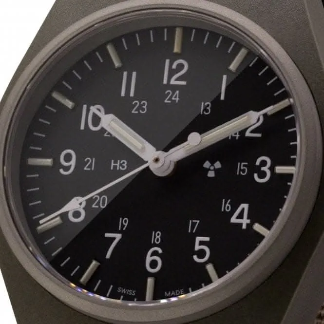 34mm Salbeigrüne Universal-Quarz (GPQ) Uhr aus ballistischem Nylon