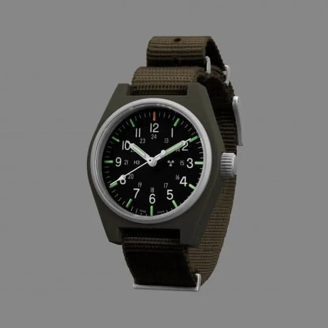 34mm Salbeigrüne Universal-Quarz (GPQ) Nylon DEFSTAN Armbanduhr