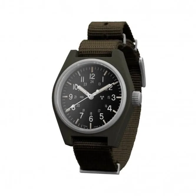 34mm Salbeigrüne Universal-Quarz (GPQ) Nylon DEFSTAN Armbanduhr