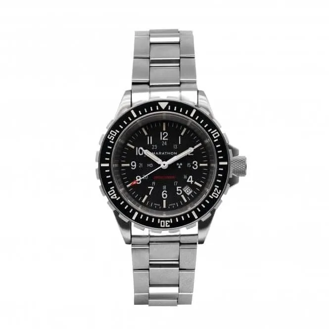 41 mm große Taucher-Quarz (TSAR) Edelstahl-Armbanduhr