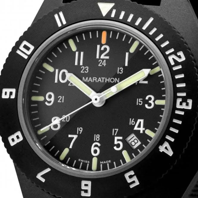 41mm MaraGlo™ schwarzer Navigator mit Datum (NAV-DM) Armbanduhr aus Ballistic Nylon
