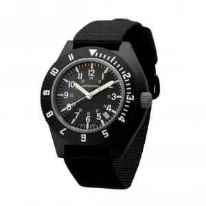 41mm MaraGlo™ schwarzer Navigator mit Datum (NAV-DM) Armbanduhr aus Ballistic Nylon