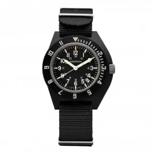 41mm MaraGlo™ Schwarzer Navigator mit Datum (NAV-DM) Nylon DEFSTAN Uhr