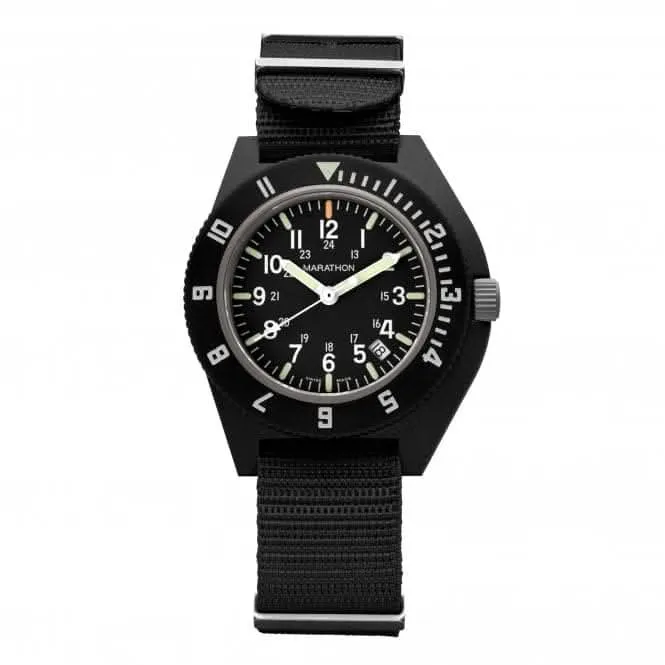 41mm MaraGlo™ Schwarzer Navigator mit Datum (NAV-DM) Nylon DEFSTAN Uhr