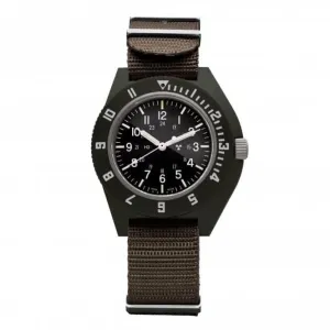 41mm Pilotennavigator-Uhr in Salbeigrün aus Nylon nach DEFSTAN