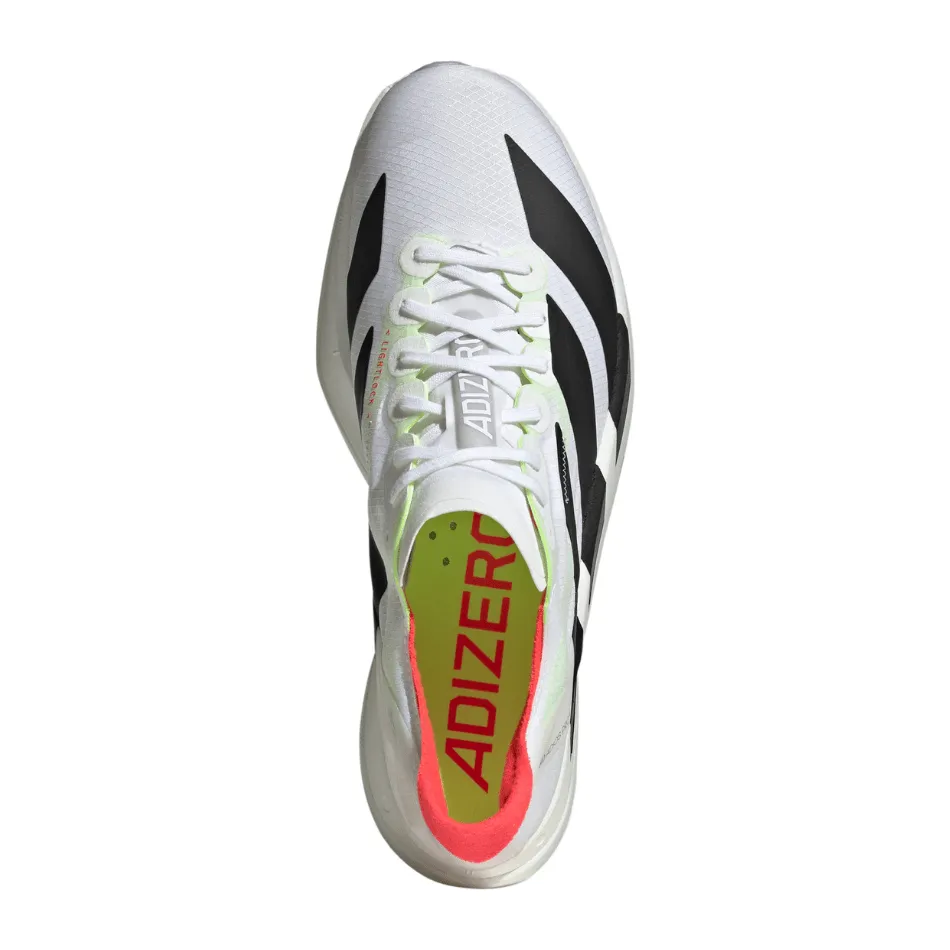 Adidas Damen Adizero Adios Pro 4 Laufschuhe in FTWR Cloud Weiß/Core Schwarz/Silber Metallic SS25