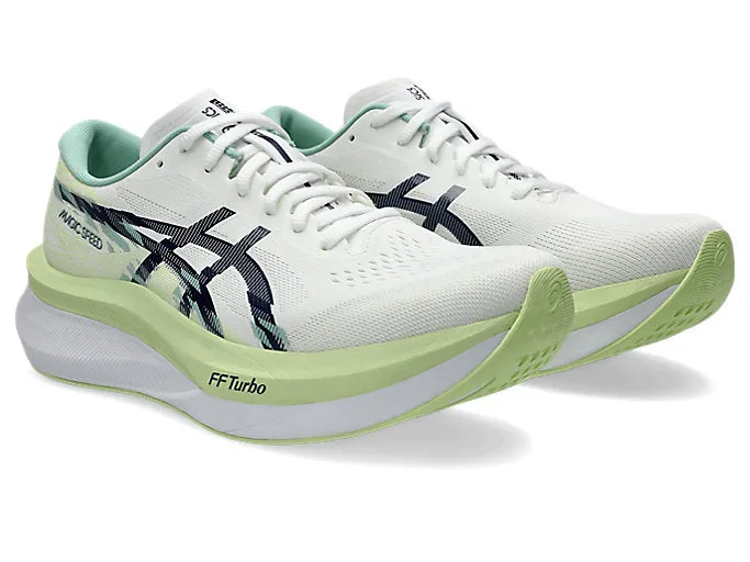 Asics Magic Speed 4 (D-Weite) - Weiß/Blau Expanse (Herren) Asics Schuhe