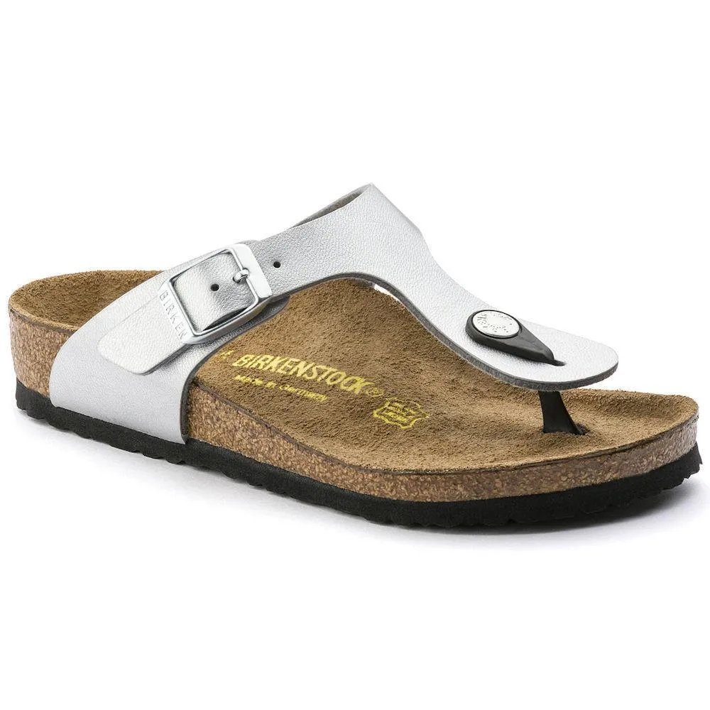 Birkenstock Mädchen Gizeh Silber Birko-Flor (Größen 30-34) Birkenstock Schuhe