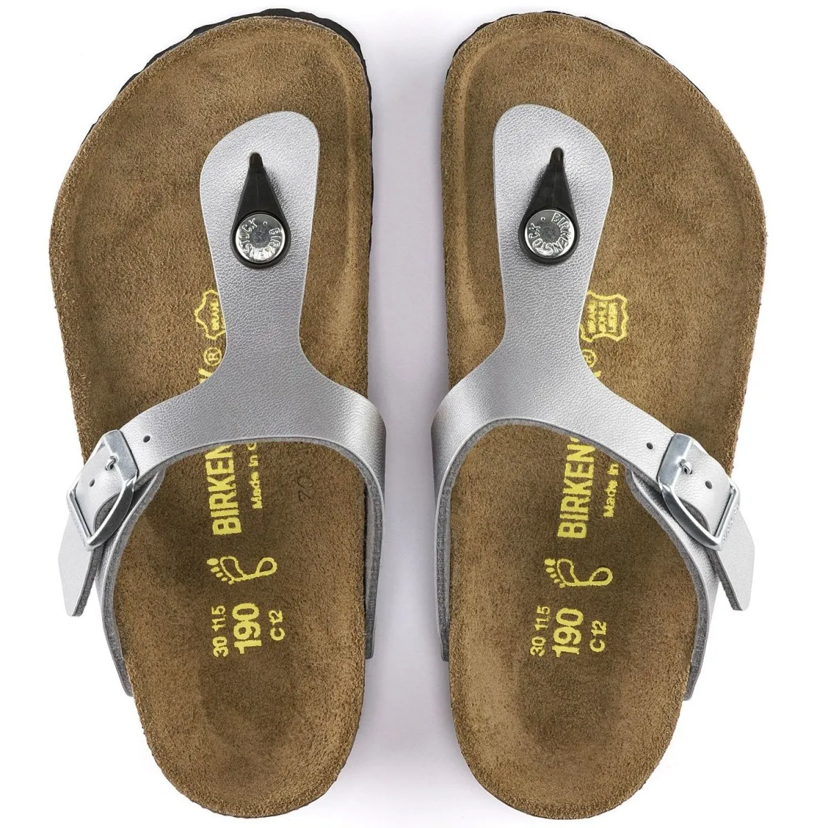 Birkenstock Mädchen Gizeh Silber Birko-Flor (Größen 30-34) Birkenstock Schuhe