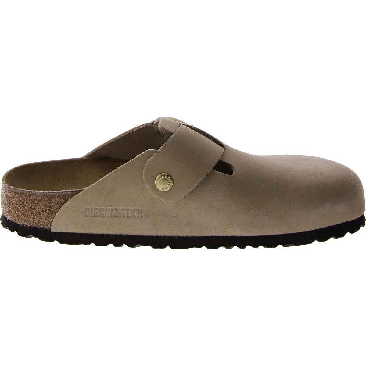 Boston Damen Leder Kork Mule Sandalen mit großem Verschluss