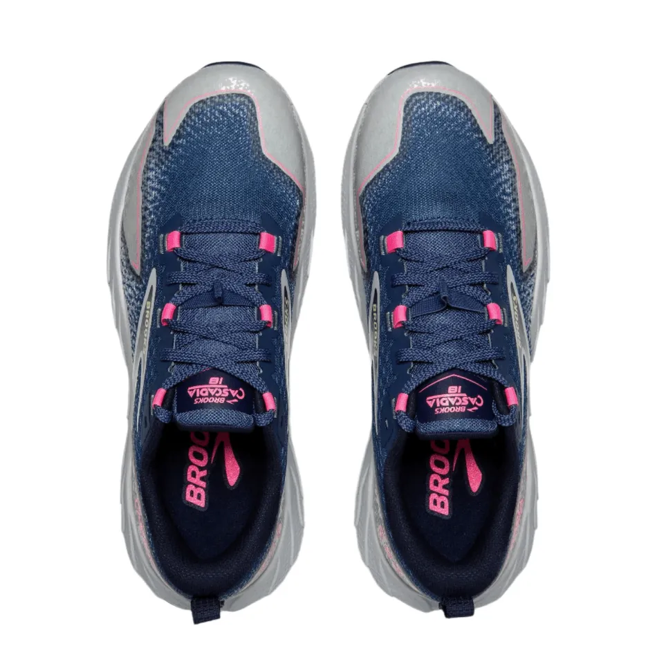 Brooks Cascadia 18 Damen-Trailrunning-Schuhe in Oceana/Pearl Blue/Rosa AW24