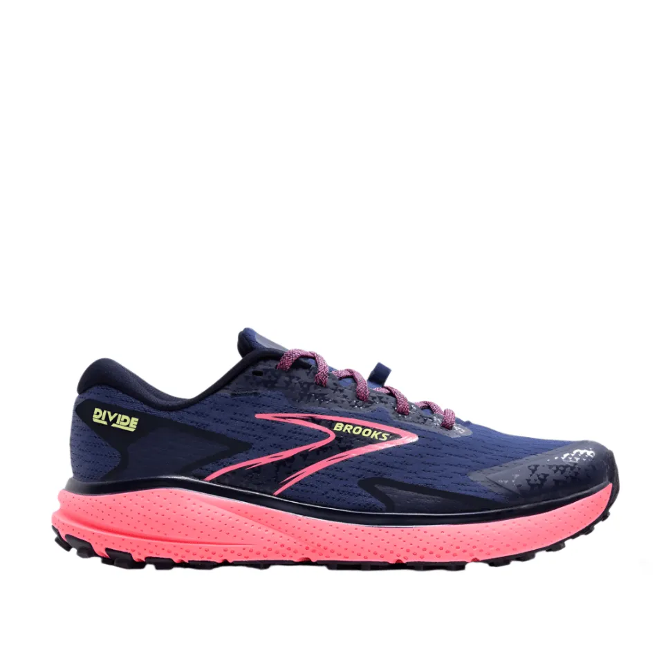 Brooks Divide 5 Damen-Laufschuhe in Graublau/Rosa/Lime AW24