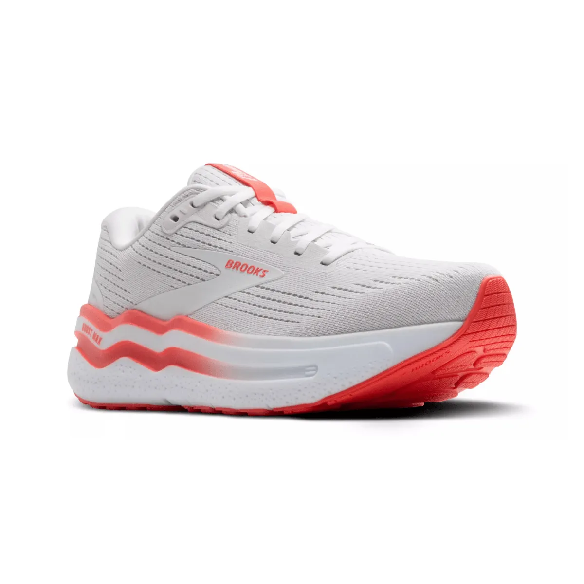 Brooks Women's Ghost Max 2 Weiß/Knallkoralle