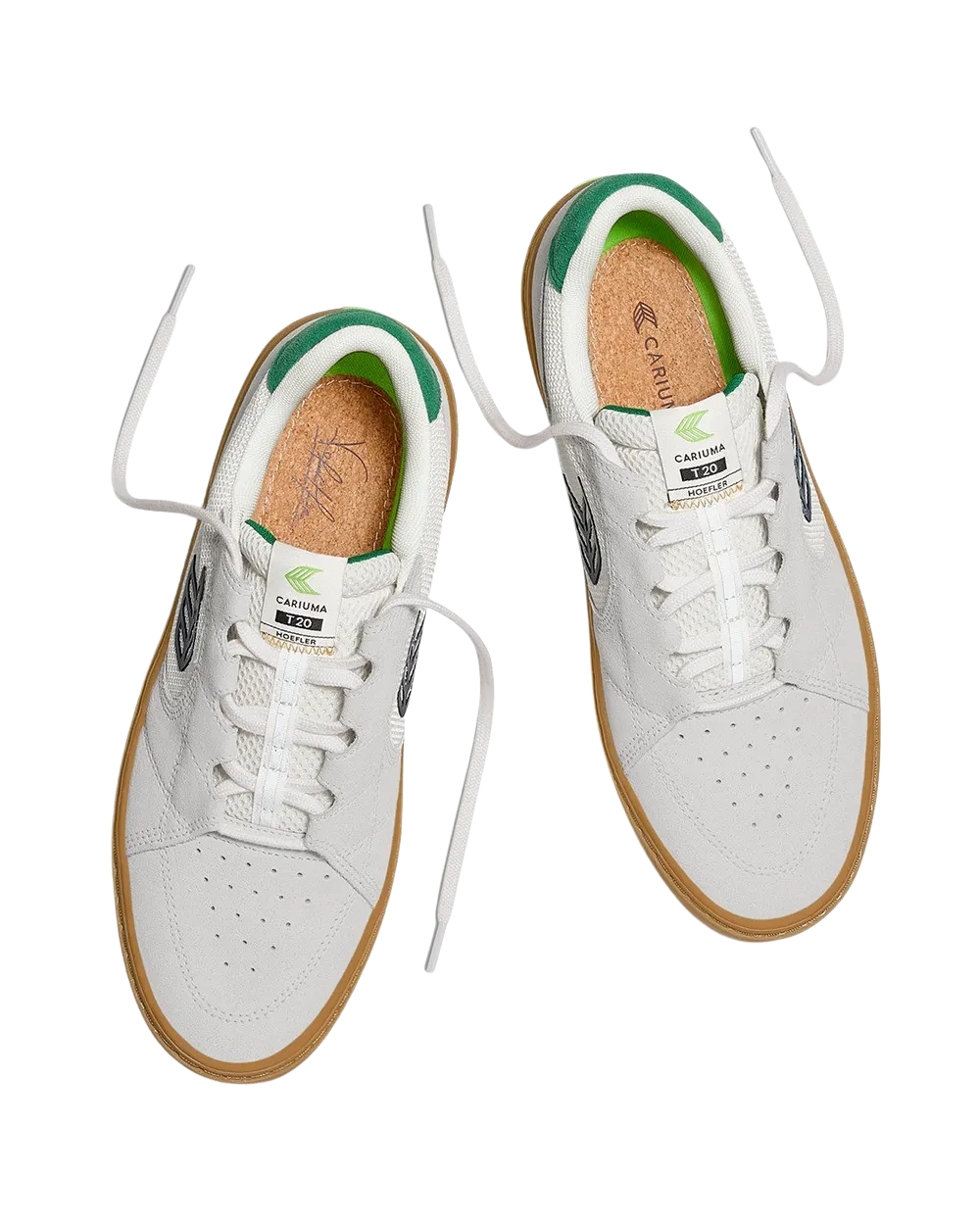 Cariuma Schuhe Hoefler T20 Pro Schuhe in Rauchweiß Gummi, Grün & Schwarz