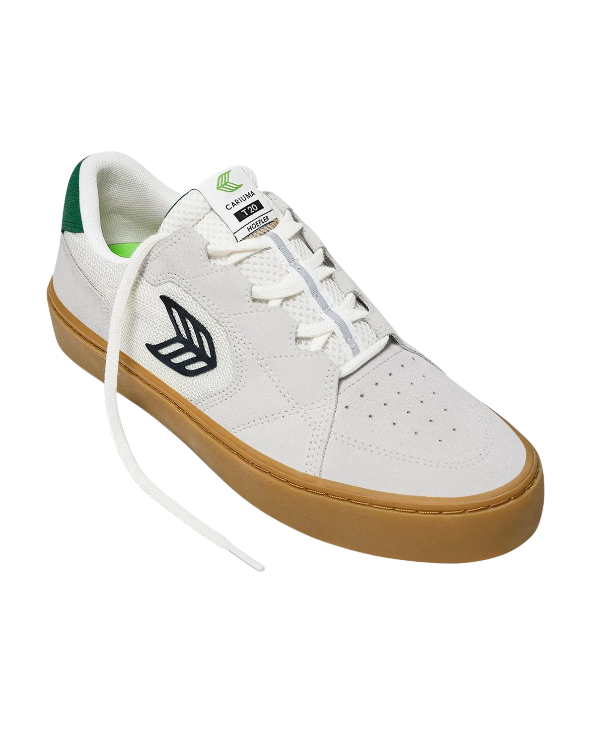 Cariuma Schuhe Hoefler T20 Pro Schuhe in Rauchweiß Gummi, Grün & Schwarz
