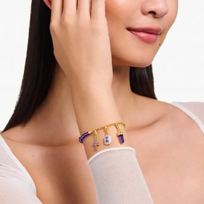 Charmista Vergoldetes Violettes Sechseck-Anhänger 2048-973-13 Thomas Sabo Sammel-Anhänger