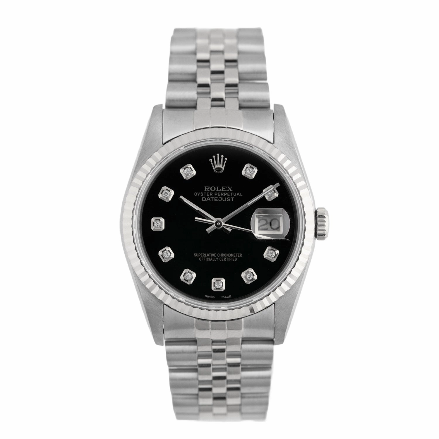 Datejust 36mm Schwarzes Diamant-Zifferblatt 1994 - 16234