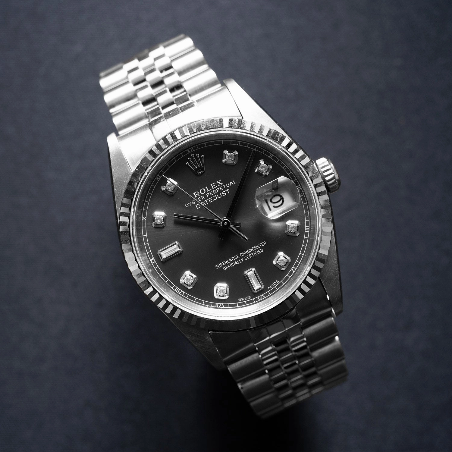 Datejust 36mm Grey Baguette Diamond Dial 1990 - 16234