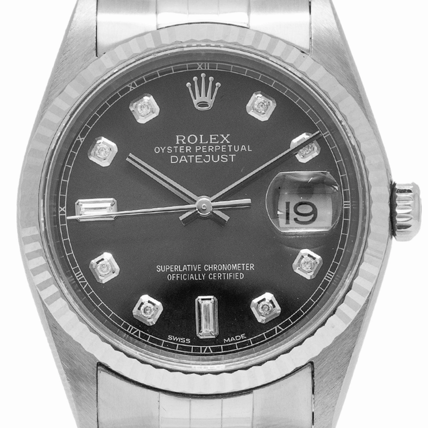 Datejust 36mm Grey Baguette Diamond Dial 1990 - 16234