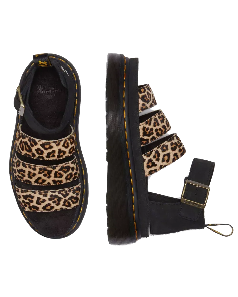 Dr. Martens Schuhe Clarissa II Quad Leopard Spot Hair On Sandalen in Hellbraun & Schwarz