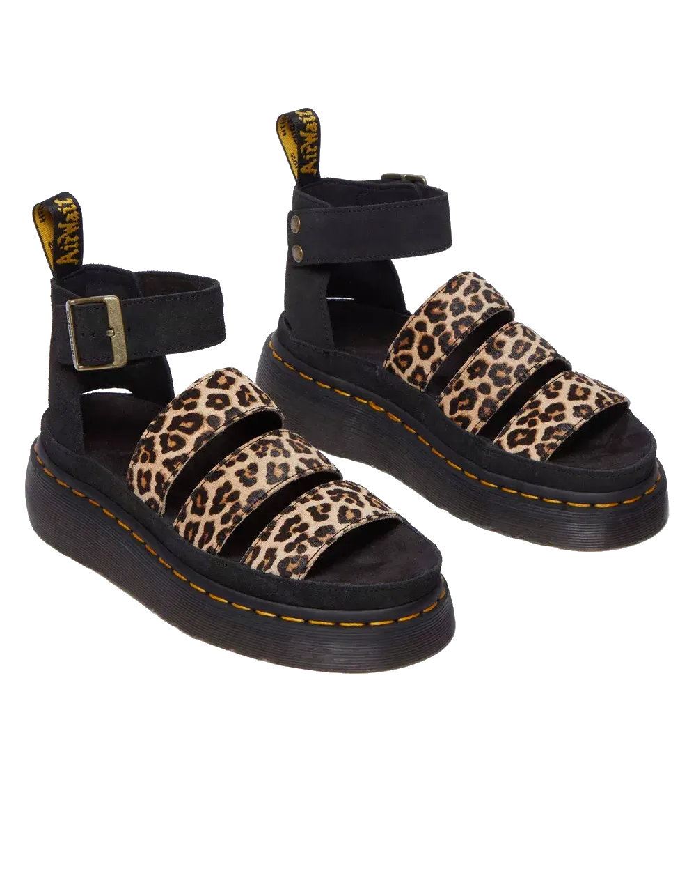 Dr. Martens Schuhe Clarissa II Quad Leopard Spot Hair On Sandalen in Hellbraun & Schwarz