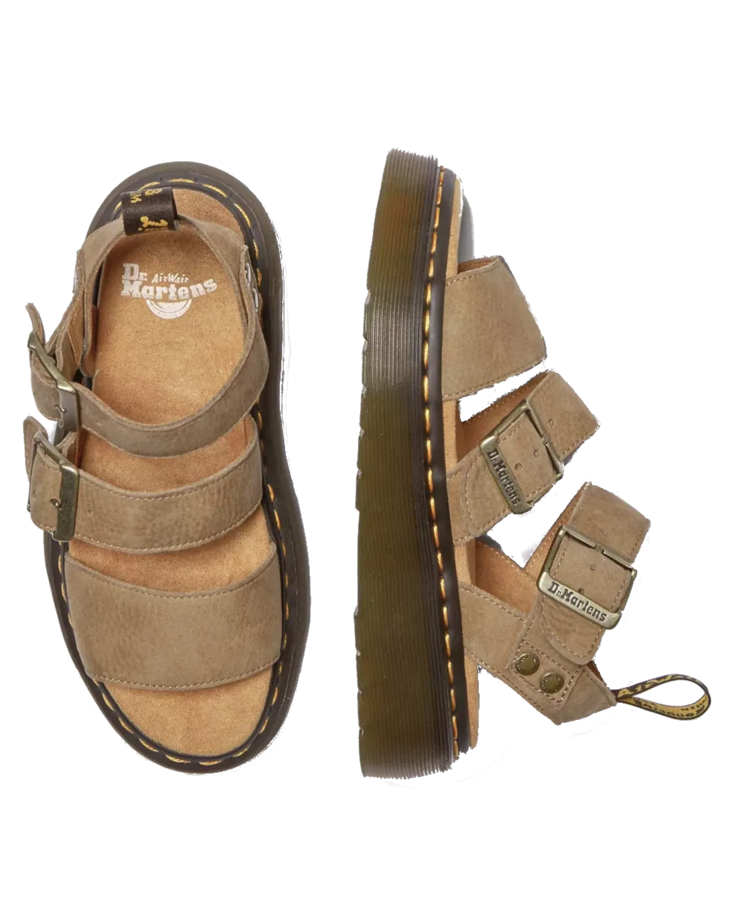 Dr. Martens Schuhe Gryphon Aufgeraute Nubuck-Leder Plateau-Sandalen in Savannah-Tan