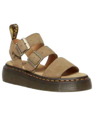 Dr. Martens Schuhe Gryphon Aufgeraute Nubuck-Leder Plateau-Sandalen in Savannah-Tan