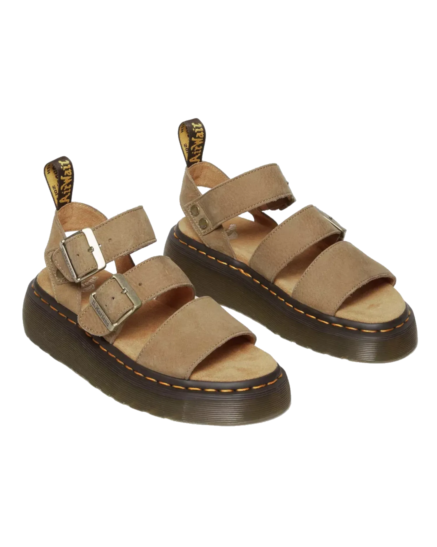 Dr. Martens Schuhe Gryphon Aufgeraute Nubuck-Leder Plateau-Sandalen in Savannah-Tan