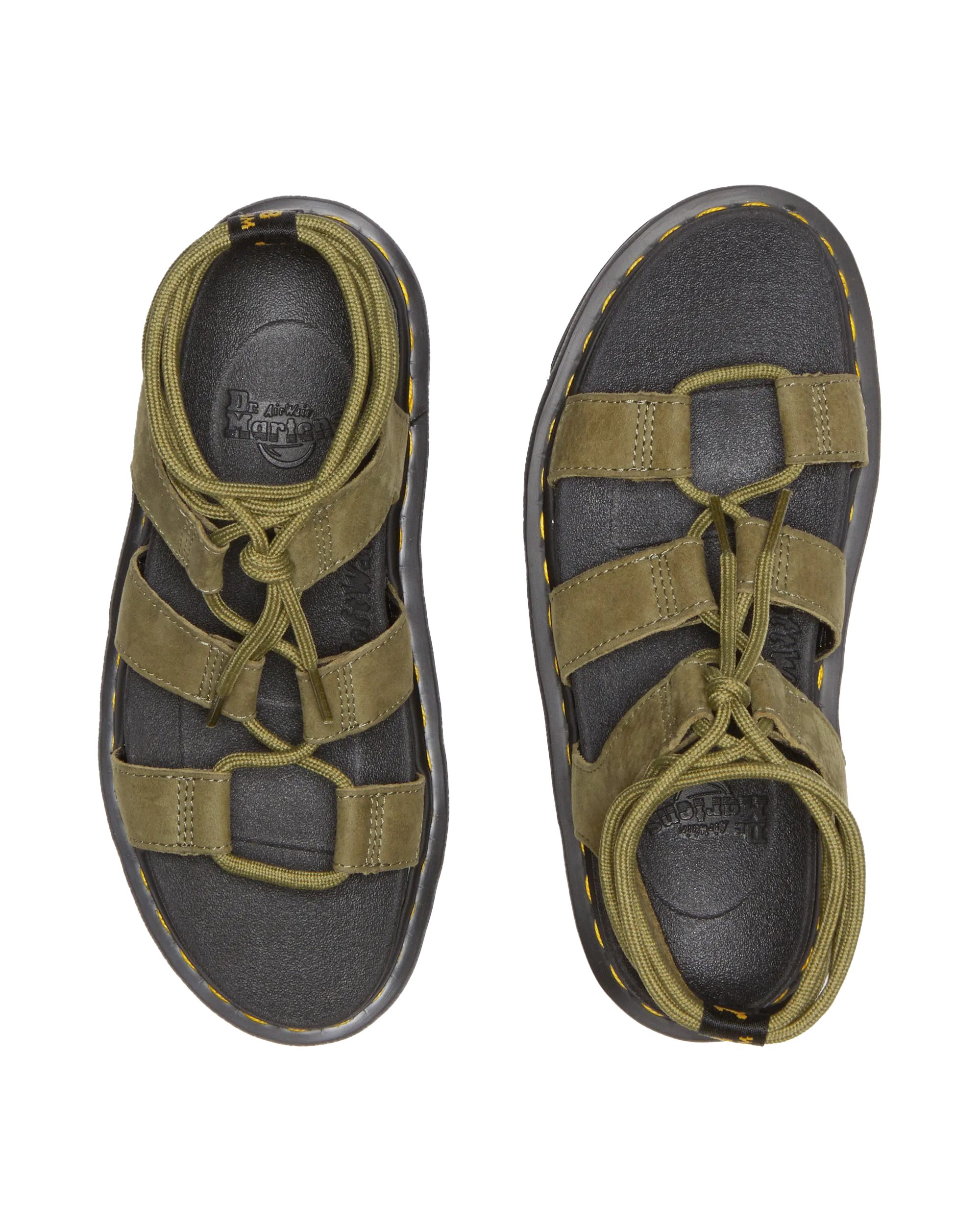 Dr. Martens Schuhe Nartilla Aufgeraute Nubuck-Schnürer Gladiatoren-Sandalen in gedämpftem Oliv