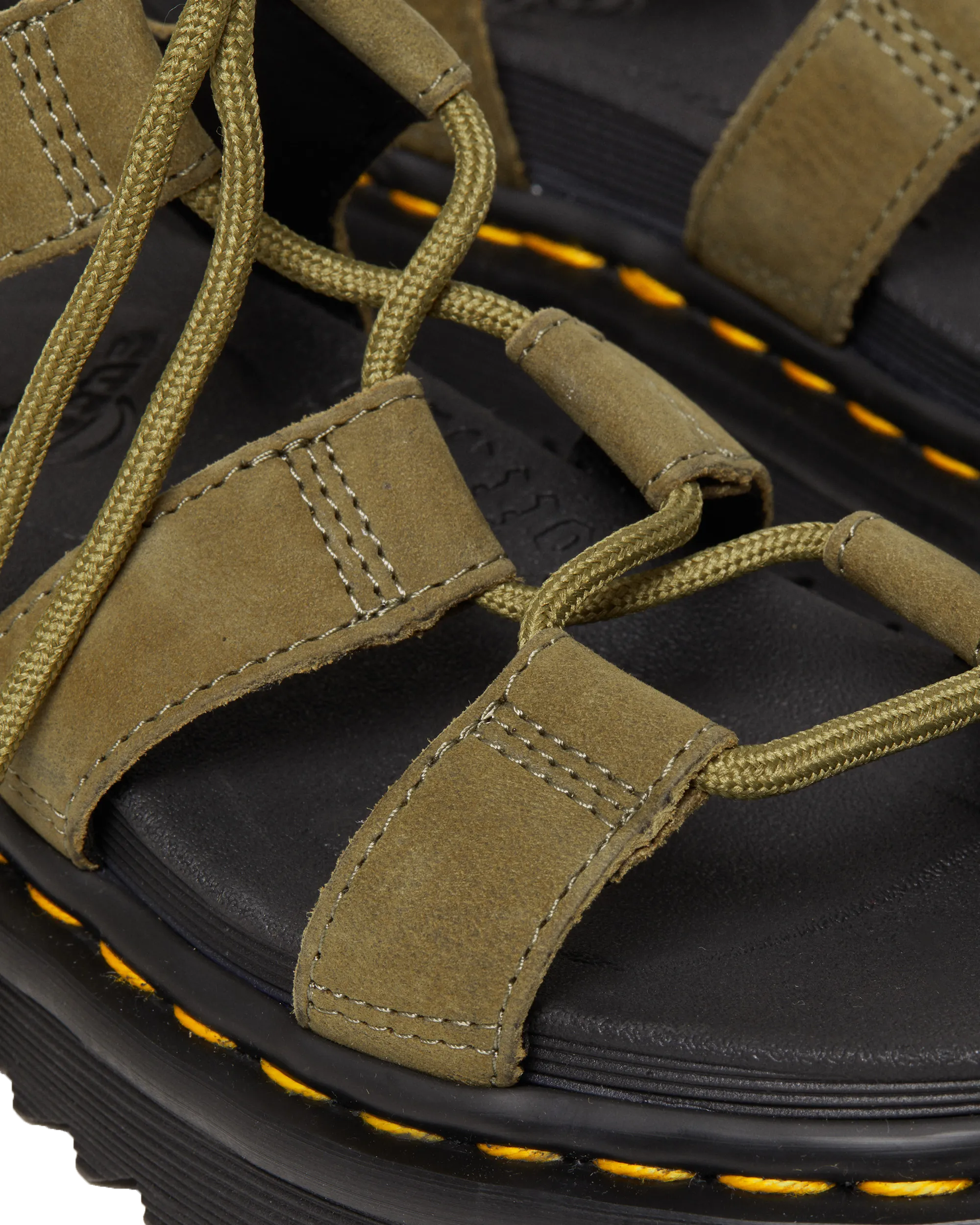 Dr. Martens Schuhe Nartilla Aufgeraute Nubuck-Schnürer Gladiatoren-Sandalen in gedämpftem Oliv