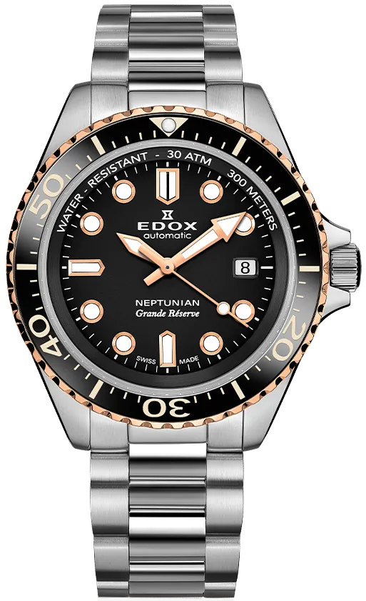 Edox Uhren Edox Neptunian Grande Reserve Schwarze Uhr