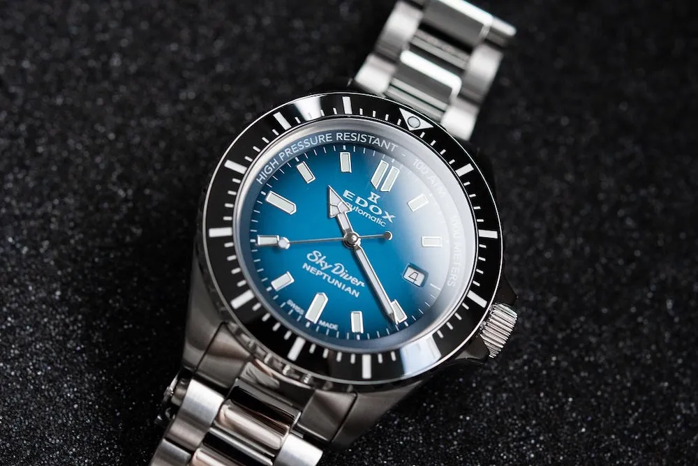 Edox Uhren Edox Skydiver Neptunian Automatik Uhr mit 3 Zeigern