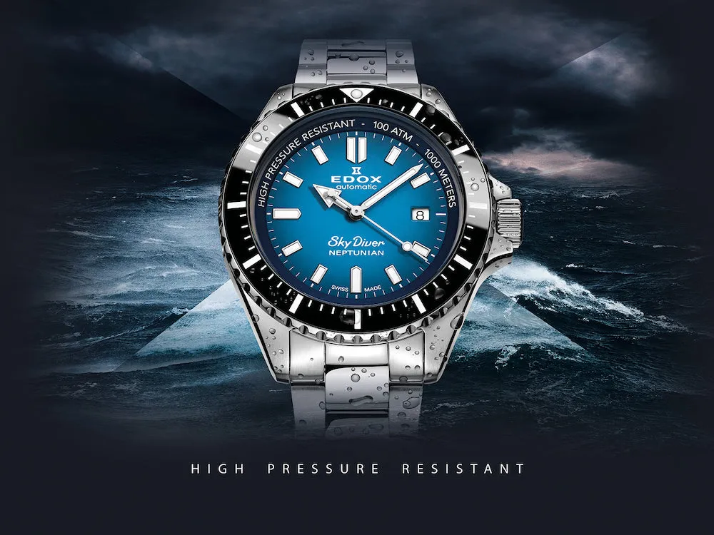Edox Uhren Edox Skydiver Neptunian Automatik Uhr mit 3 Zeigern