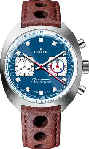Edox Uhren Edox Sportsman Chronographe Automatik Blau Limitierte Auflage Uhr