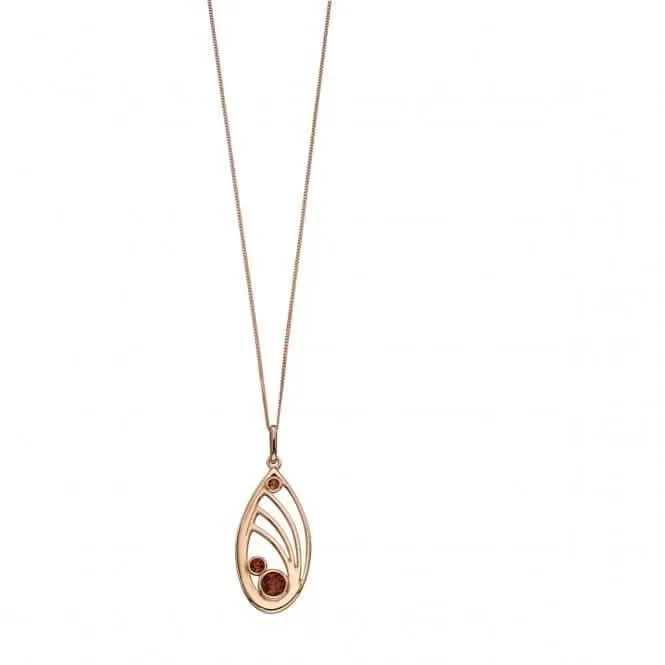Elements Silber Roségold Platte Quilling Swarovski Rauchtopas Anhänger P4538Y Anfänge Schmuck
