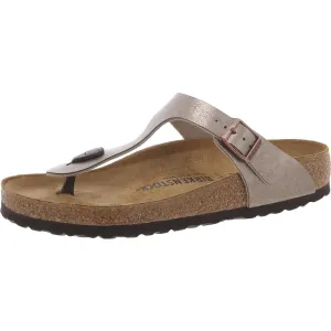 Gizeh Damen Leder-Metallic-String-Sandalen