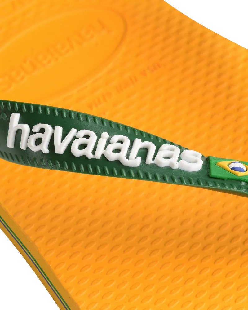 Havaianas Schuhe Brasilien Logo Flip-Flops in Knallgelb
