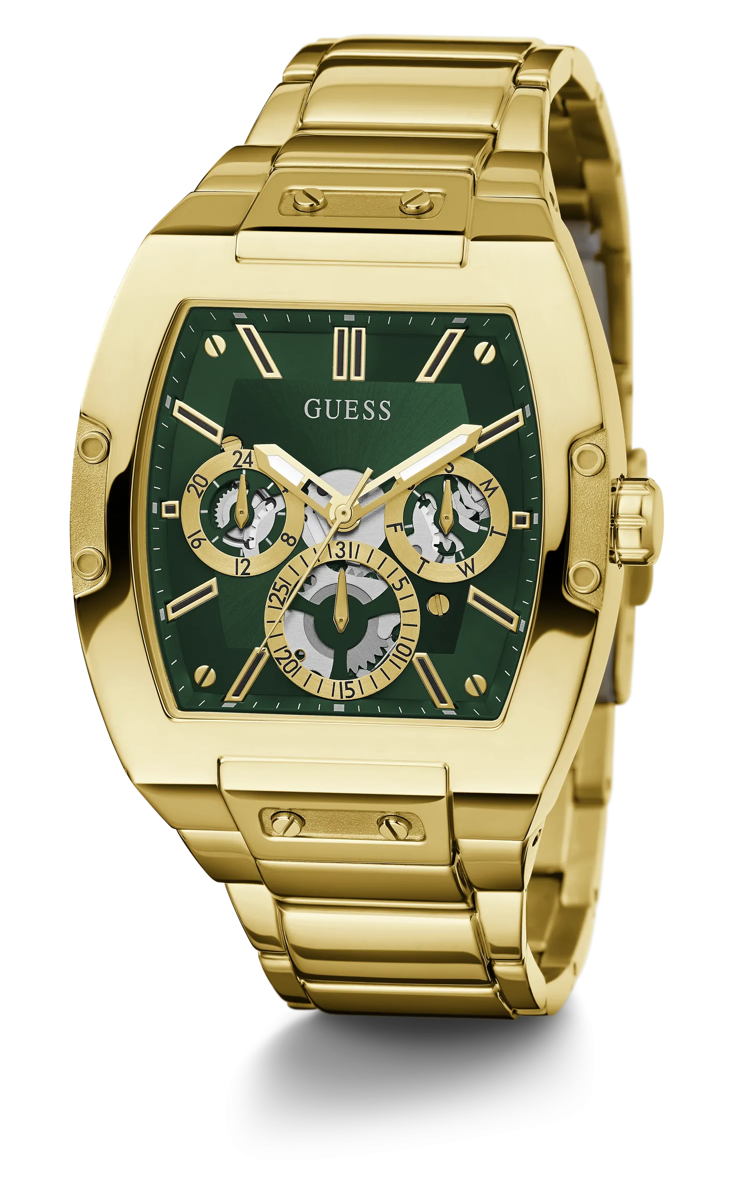 Schmuck Guess Uhren Guess - Herren Phoenix Grünes Zifferblatt Goldton Uhr - GW0456G3 - 785678