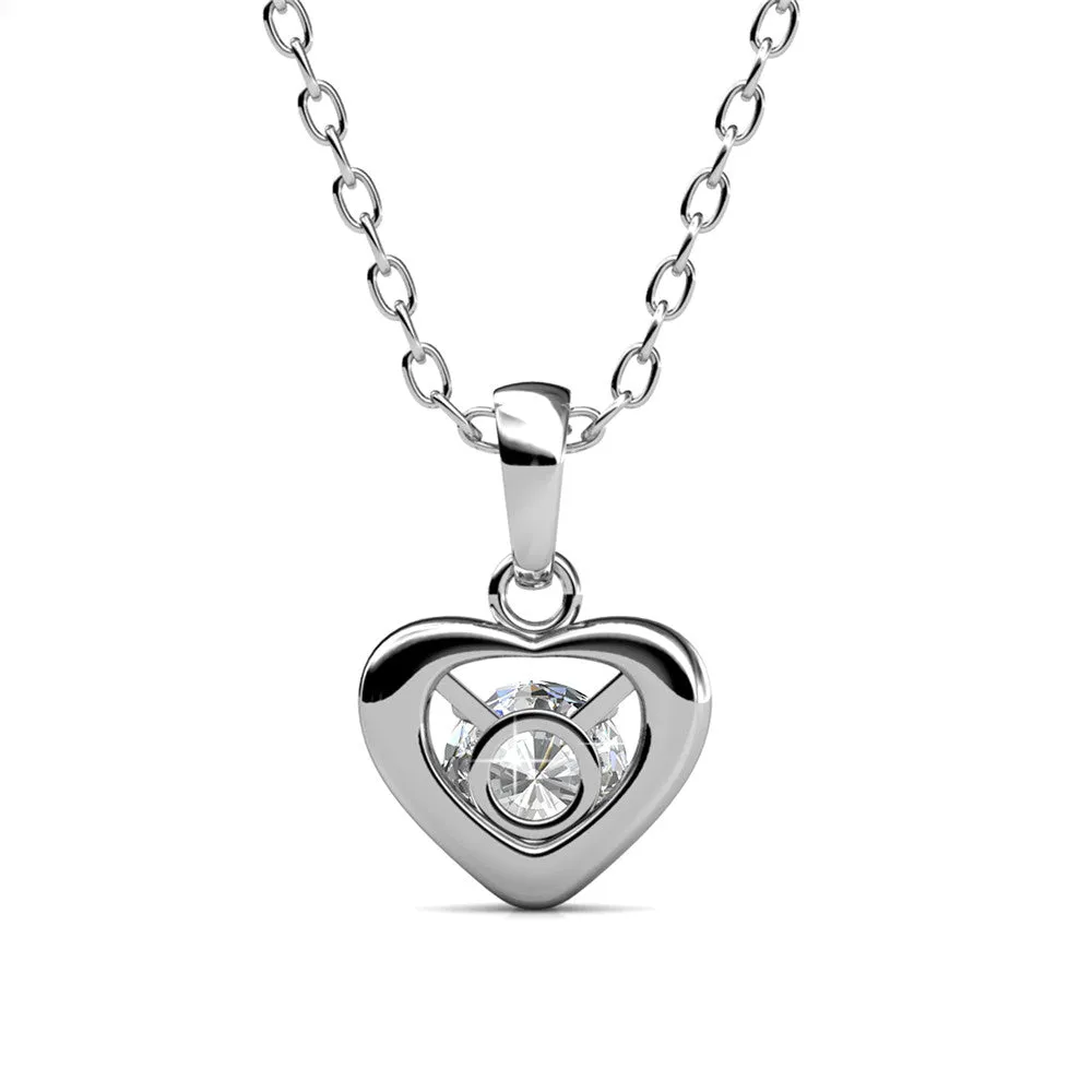 Luxe Swarovski Schmuck Amberly 18k Weißgold vergoldetes Herz-Anhänger Halskette mit Solitär runden Swarovski Kristallen